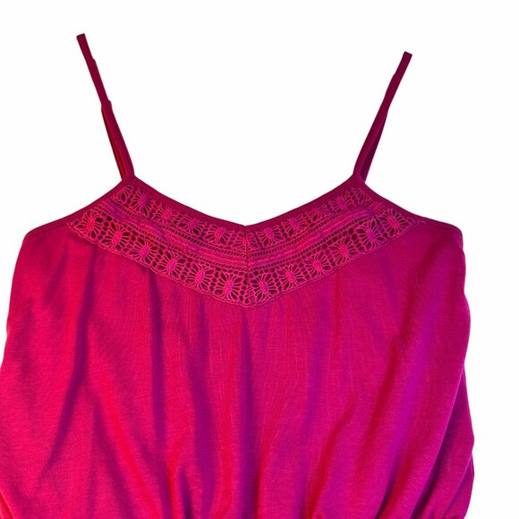 Xhilaration Womens Pink Sleeveless Romper Sz S Crochet-Pockets Comfy Feminine - Picture 2 of 12